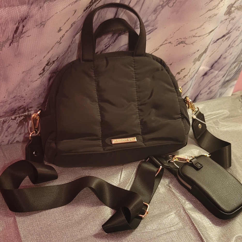 Madden Girl Black Quilted Dome Crossbody with Gold Accents - Picture 3 of 3